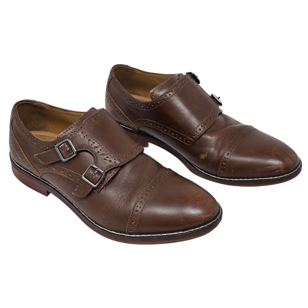 Johnston‎ & Murphy Boys Conard Double Monk Brown Leather Dress Shoes Size 5M